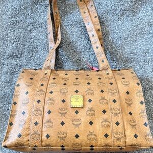 MCM Tan Logo Tote Bag